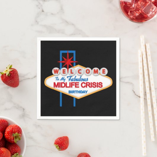 ミッドライフクライシスバースデーパーティー紙ナプキン スタンダードカクテルナプキン (インサイチュ)