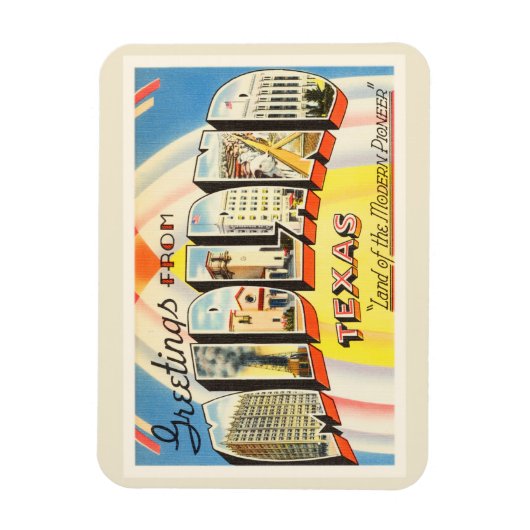 ミッドランドテキサス州TXオールドヴィンテージ旅行記念品 マグネット (縦)