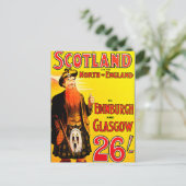 ミッドランド鉄道スコットランドバグパイプキルトトラベルアート ポストカード (スタンド正面)