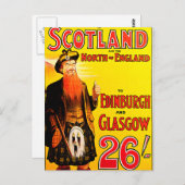 ミッドランド鉄道スコットランドバグパイプキルトトラベルアート ポストカード (正面/裏面)