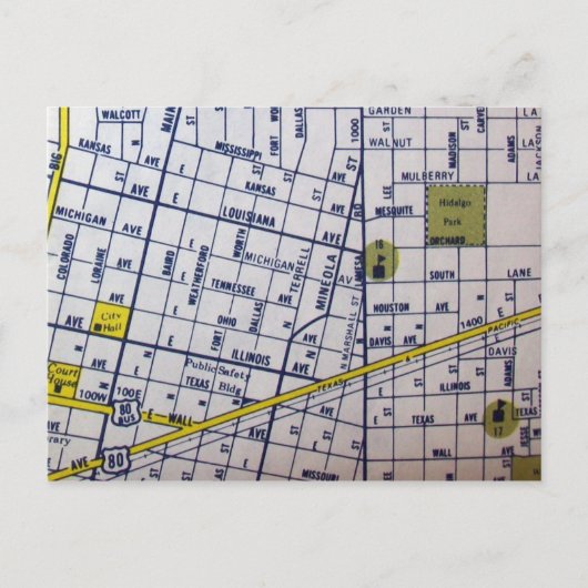 ミッドランド， TXヴィンテージマップ ポストカード (正面)