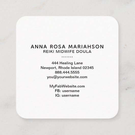 *~*ミッドワイフ霊気誕生監督ダウラバージング スクエア名刺 (裏面)