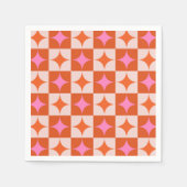 ミッド市松模様にセンチュリーピンクオレンジスターバスト スタンダードカクテルナプキン (正面)