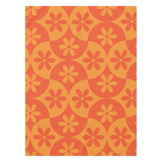 ミッド・センチュリーのホタテにオレンジ色のミカンの花 テーブルクロス (正面)