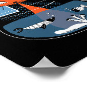 ミッド・センチュリーの魚鉢を持つアトミックモダン猫 ポスター (角)