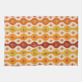ミッド・センチュリースターバストオンオレンジ色の黄色のオギー キッチンタオル