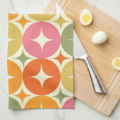 ミッド・センチュリースターバストカラフル・オン・サークル・パターン キッチンタオル (四つ折り)