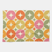 ミッド・センチュリースターバストカラフル・オン・サークル・パターン キッチンタオル (横)