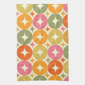 ミッド・センチュリースターバストカラフル・オン・サークル・パターン キッチンタオル (縦)