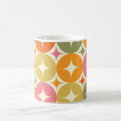 ミッド・センチュリースターバストカラフル・オン・サークル・パターン コーヒーマグカップ (中央)