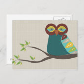 ミッド・センチュリーモダンフクロウ葉書 ポストカード (正面/裏面)