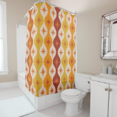 ミッド・センチュリーモダン・オレンジ・スターズ・オン・ギー・パターン シャワーカーテン (インサイチュ)