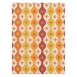 ミッド・センチュリーモダン・オレンジ・スターズ・オン・ギー・パターン テーブルクロス