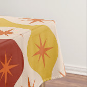 ミッド・センチュリーモダン・オレンジ・スターズ・オン・ギー・パターン テーブルクロス (インサイチュ)