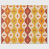 ミッド・センチュリーモダン・オレンジ・スターズ・オン・ギー・パターン ラッピングペーパー (フラット)