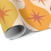 ミッド・センチュリーモダン・オレンジ・スターズ・オン・ギー・パターン ラッピングペーパー (ロールコーナー)