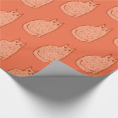 ミッド・センチュリーモダン・キャット・コーラル・オレンジ・ホワイト ラッピングペーパー (角)