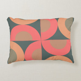 ミッド・センチュリーモダン・サーモンとオリーブ アクセントクッション