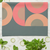 ミッド・センチュリーモダン・サーモンとオリーブ キッチンタオル (折り畳み)