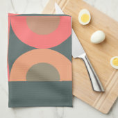 ミッド・センチュリーモダン・サーモンとオリーブ キッチンタオル (四つ折り)