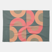 ミッド・センチュリーモダン・サーモンとオリーブ キッチンタオル (横)