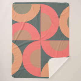 ミッド・センチュリーモダン・サーモンとオリーブ シェルパブランケット