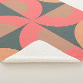 ミッド・センチュリーモダン・サーモンとオリーブ シェルパブランケット (3/4)