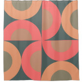 ミッド・センチュリーモダン・サーモンとオリーブ シャワーカーテン (正面)