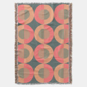ミッド・センチュリーモダン・サーモンとオリーブ スローブランケット (正面縦)
