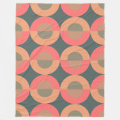 ミッド・センチュリーモダン・サーモンとオリーブ フリースブランケット (正面)