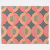 ミッド・センチュリーモダン・サーモンとオリーブ フリースブランケット (正面(横))