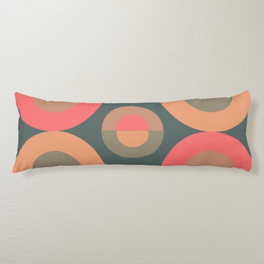 ミッド・センチュリーモダン・サーモンとオリーブ ボディピロー (正面)