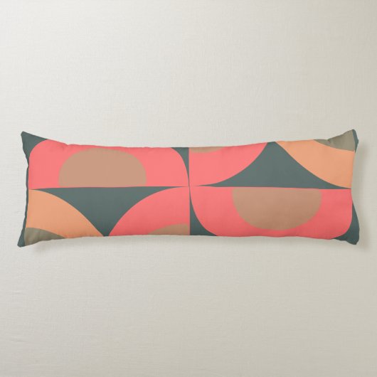 ミッド・センチュリーモダン・サーモンとオリーブ ボディピロー (正面)