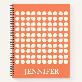 ミッド・センチュリーモダン・花びらイン・オレンジパーソナライズされた ノートブック