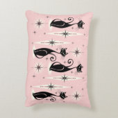 ミッド・センチュリーレトロアトミック猫 – 温かいピンク アクセントクッション (裏面(縦))