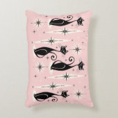 ミッド・センチュリーレトロアトミック猫 – 温かいピンク アクセントクッション (正面(垂直))