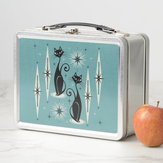 ミッド・センチュリーレトロアトミック猫©studioxtine メタルランチボックス (インサイチュ)