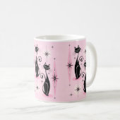 ミッド・センチュリーレトロアトミック・キャッツクールオン・ピンク コーヒーマグカップ (正面右)