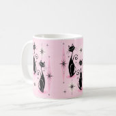 ミッド・センチュリーレトロアトミック・キャッツクールオン・ピンク コーヒーマグカップ (正面左)
