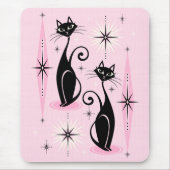 ミッド・センチュリーレトロアトミック・キャッツクールオン・ピンク マウスパッド (正面)