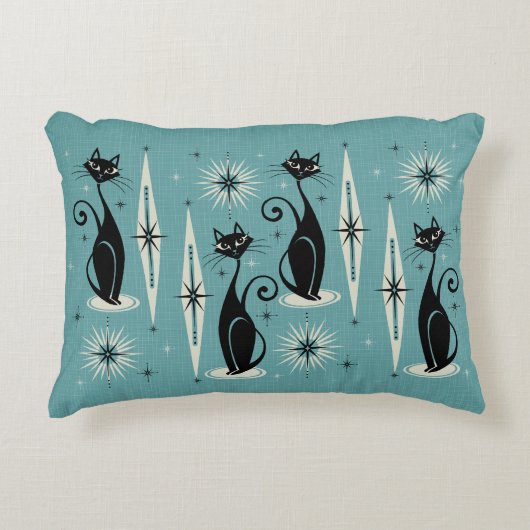 ミッド・センチュリーレトロ原虫 – 青 アクセントクッション (正面)