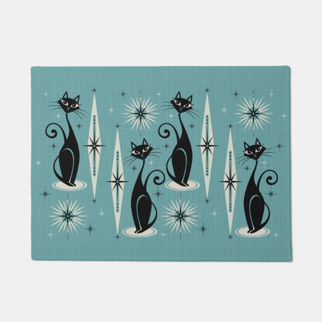 ミッド・センチュリーレトロ原虫 – 青 ドアマット (正面)