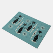 ミッド・センチュリーレトロ原虫 – 青 ドアマット (アングル)