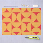 ミッド・センチュリー半円の模様はオレンジ色と赤 薄葉紙 (クラフト)