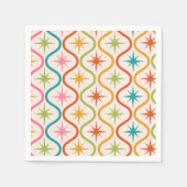 ミッド・センチュリー原子スターバストオンOgee Shapes スタンダードカクテルナプキン (正面)