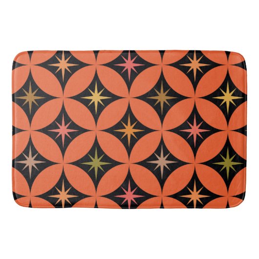 ミッド・センチュリー原子星のオレンジの円 バスマット (正面)
