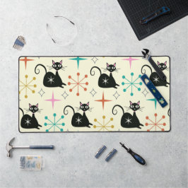 ミッド・センチュリー原子猫とスターバスト デスクマット