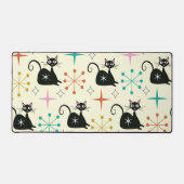 ミッド・センチュリー原子猫とスターバスト デスクマット (正面)