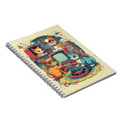 ミッド・センチュリー猫とレトロ・レコード&テレビ ノートブック (右側)