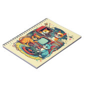 ミッド・センチュリー猫とレトロ・レコード&テレビ ノートブック (左側)